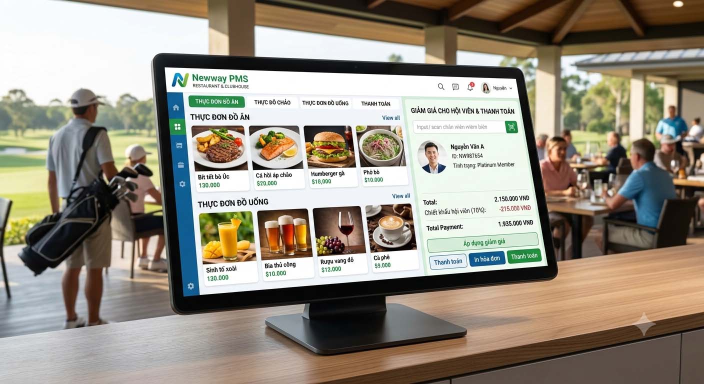 Hệ thống POS nhà hàng và Proshop đồng bộ dữ liệu với phần mềm sân golf